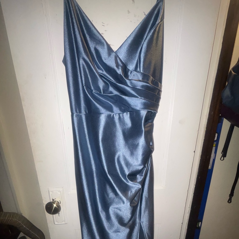 Elegant Blue Satin Dress worn once
